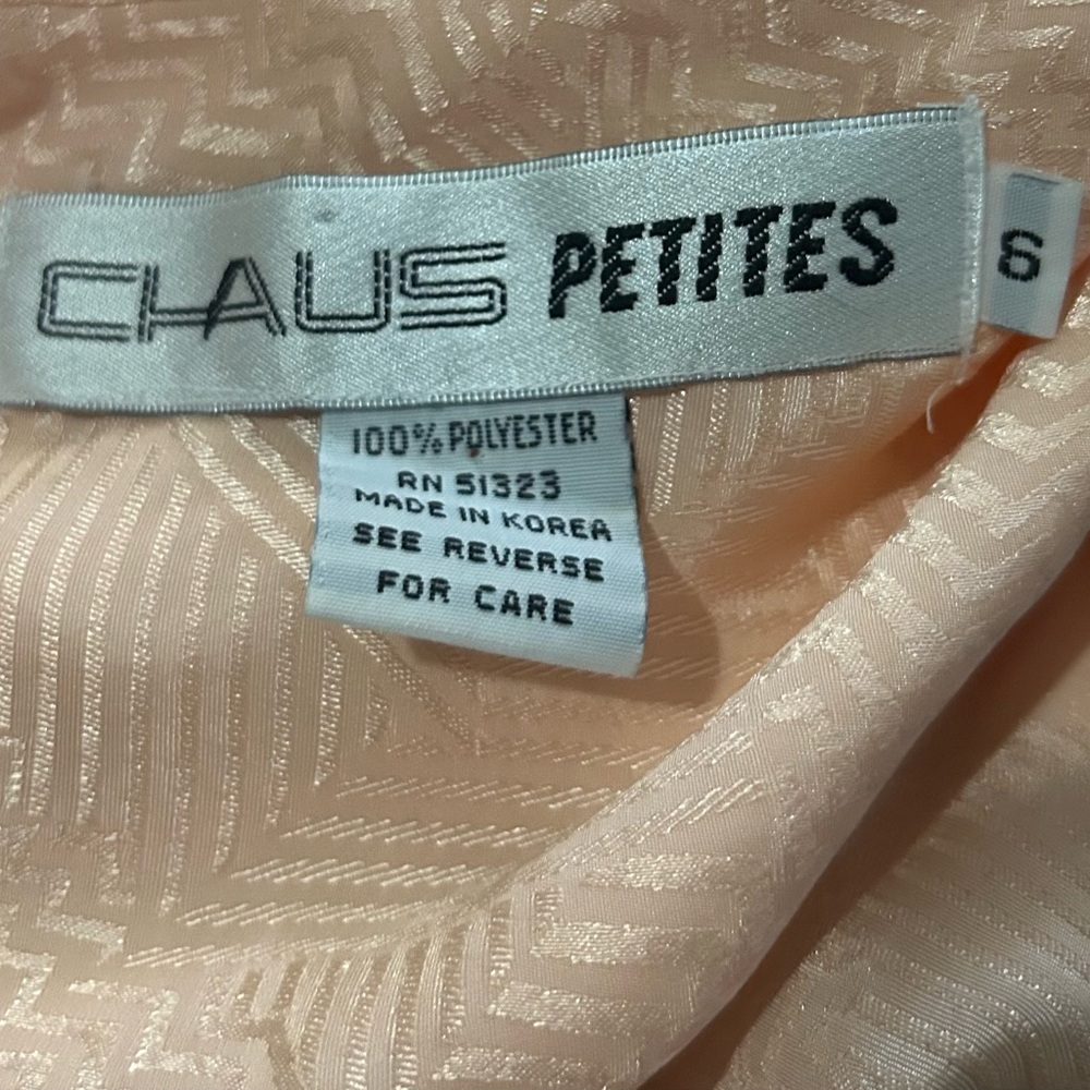 Chaus Petites Light Peach Textured Blouse with Bow - Picture 3 of 5